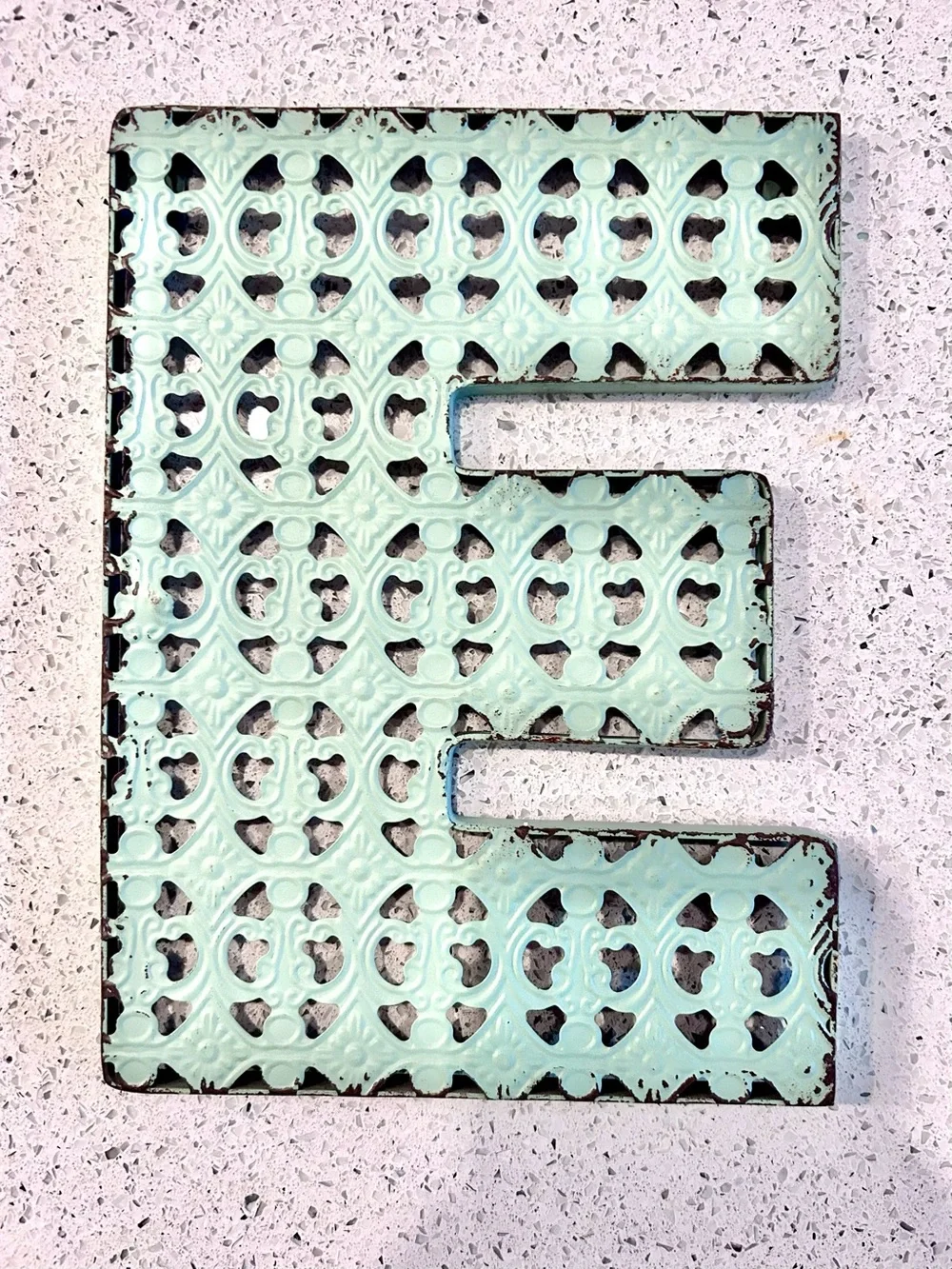 Decorative Letter E Wall Accent in Mint Green
